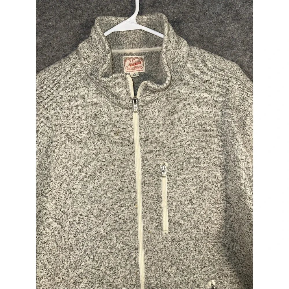 VTG J. CREW Men's Full-Zip Long-Sleeve Sweater XL Tan Gray Fleece